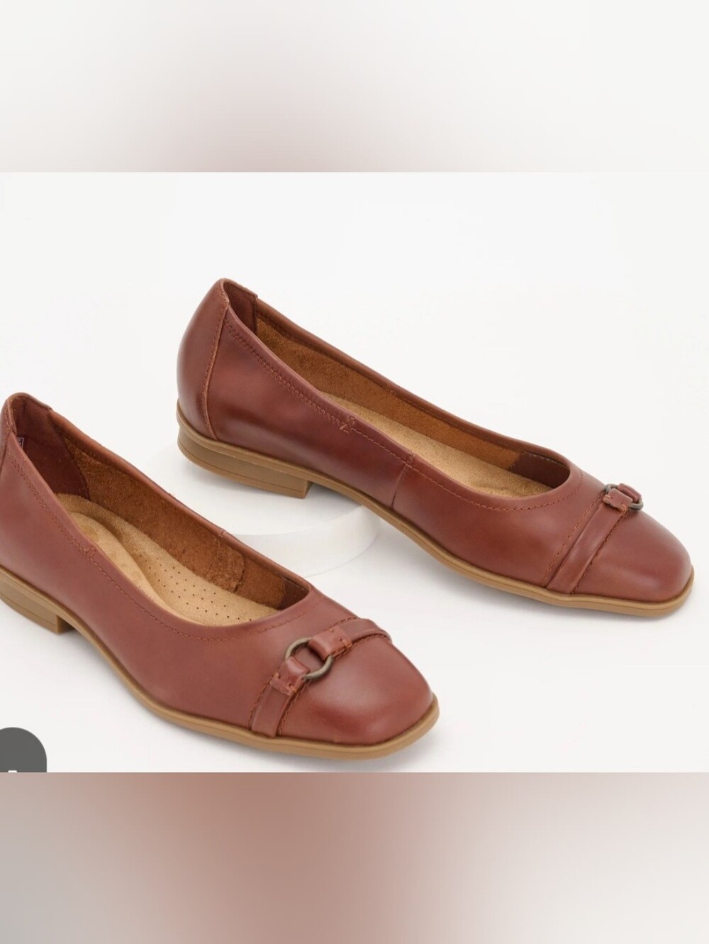 Clarks Brown Leather Lyrical Sky O-Ring Strapped BalletFlats 10W